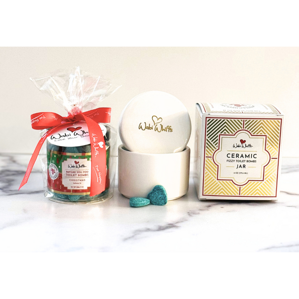 Christmas (Balsam Fir) Fizzy Toilet Bomb + Ceramic Jar Gift Set